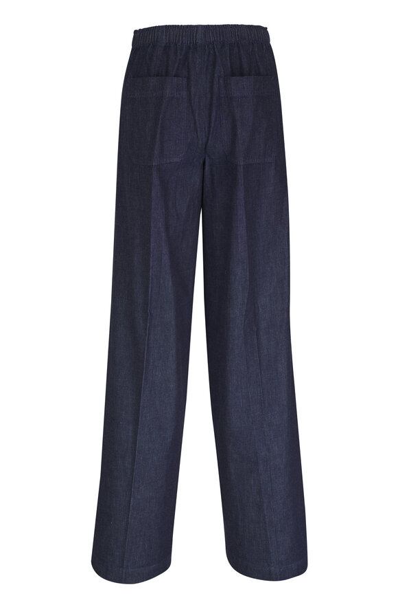 Vince - Washed Indigo Cotton Low-Rise Wide Leg Pant