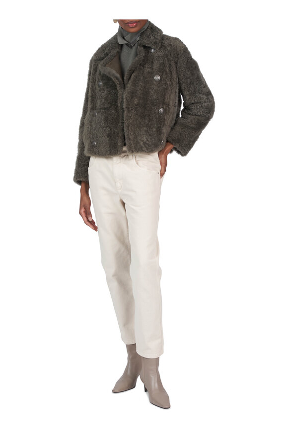Brunello Cucinelli Green Cashmere & Silk Collar Turtleneck Sweater - view 3