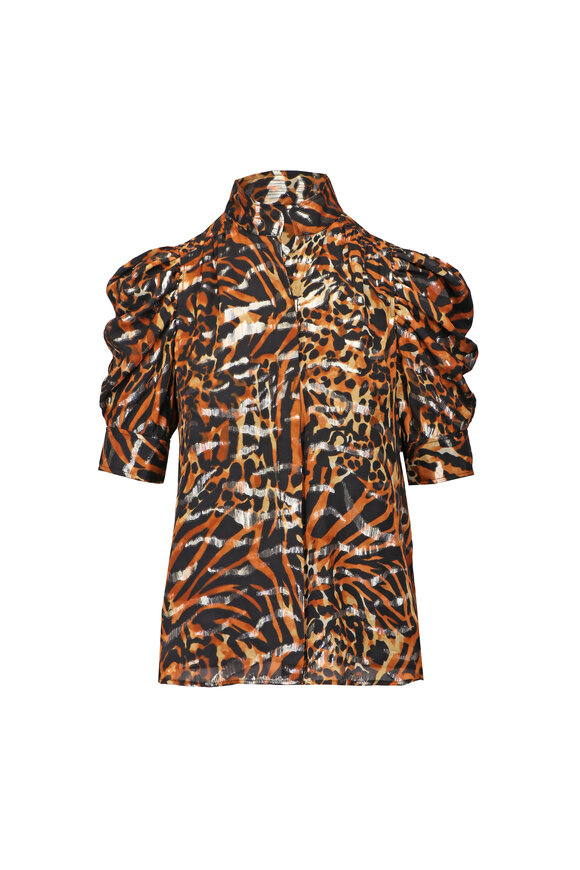 Frame The Gillian Leopard Silk Button-Up Shirt - view 1