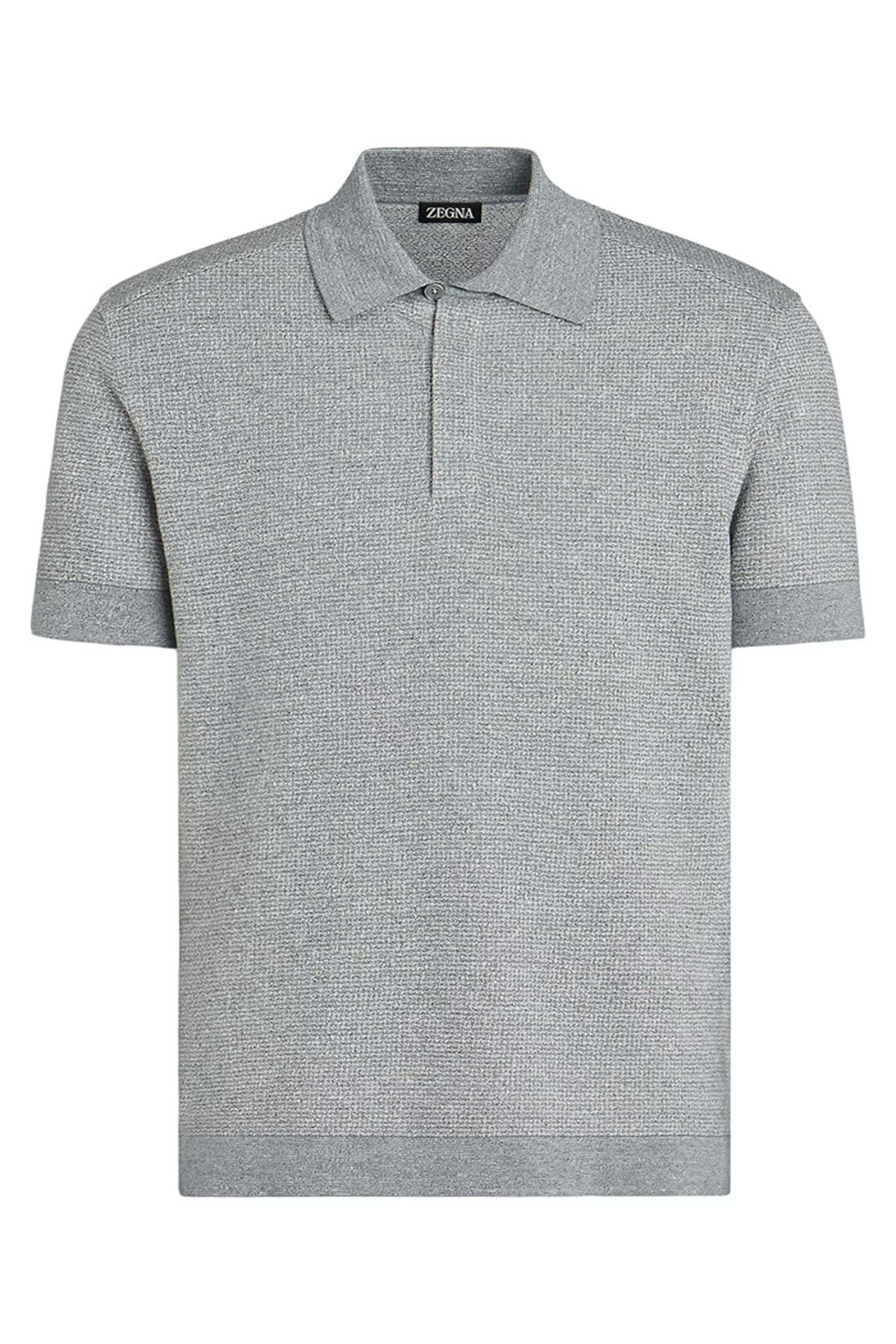 【★大感謝セール】 Zegna - Gray Mélange Hidden Button Polo | Mitchell Stores トップス