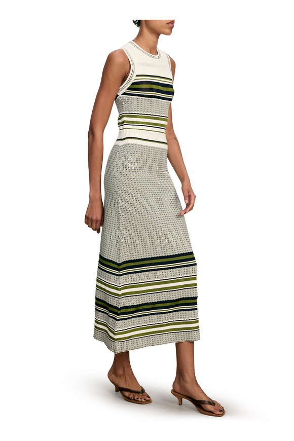 Veronica Beard Dawna Blue, Green & White Knit Midi Dress - view 4