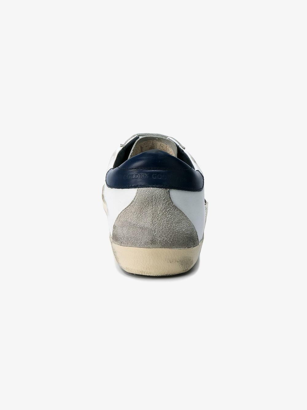 Golden Goose - Women's Superstar White Leather Navy Trim Sneaker