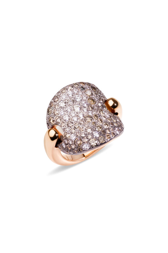 Pomellato 18k Rose Gold White & Brown Diamond Sabbia Ring