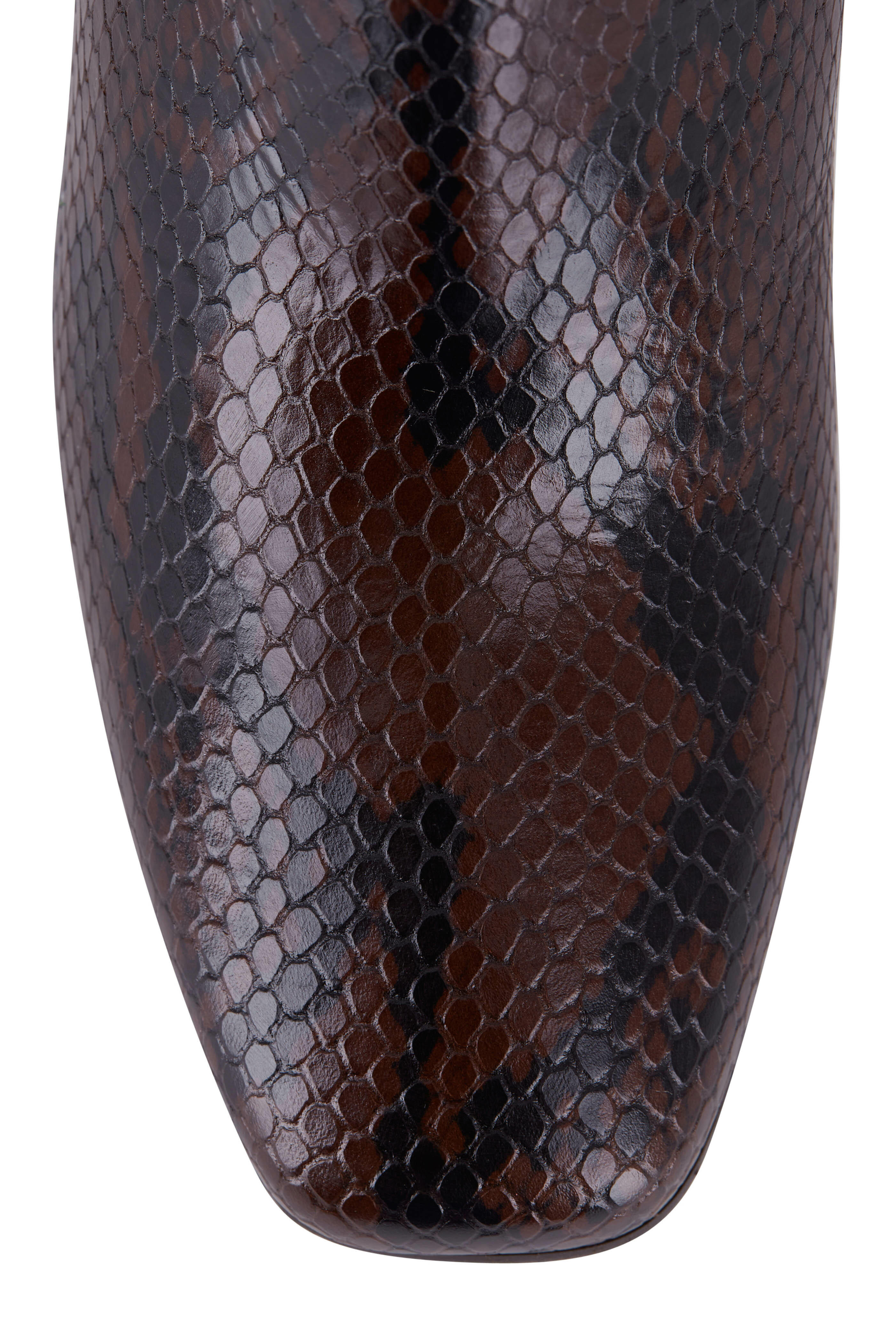 Aquatalia Dalia Chocolate Snake Print Leather Boot 70mm