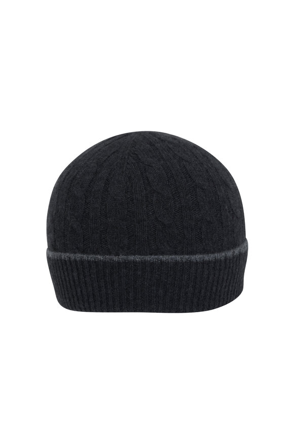 Kiton - Charcoal Cable Knit Cashmere Beanie 