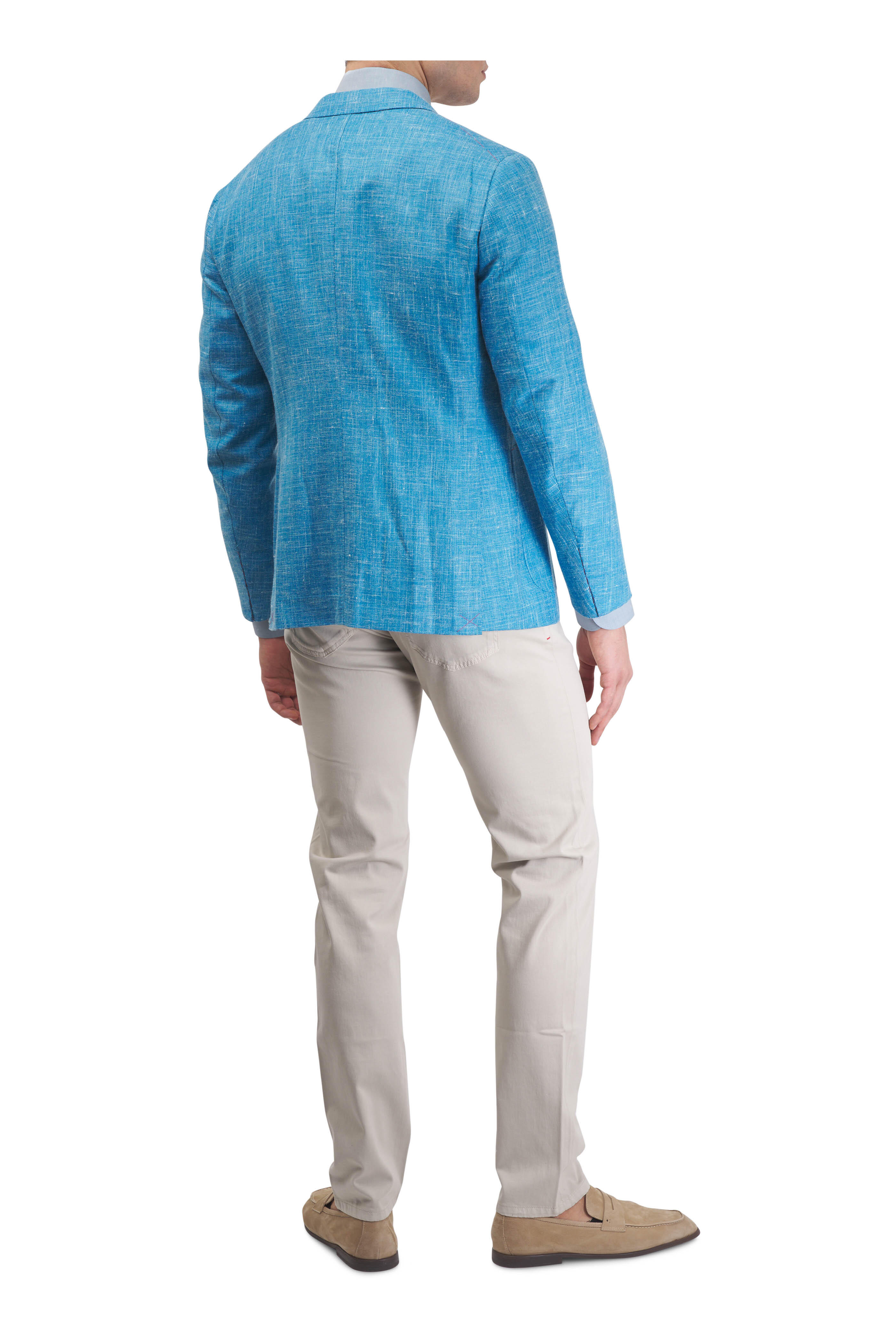 Isaia - Turquoise Wool, Silk & Linen Sportcoat