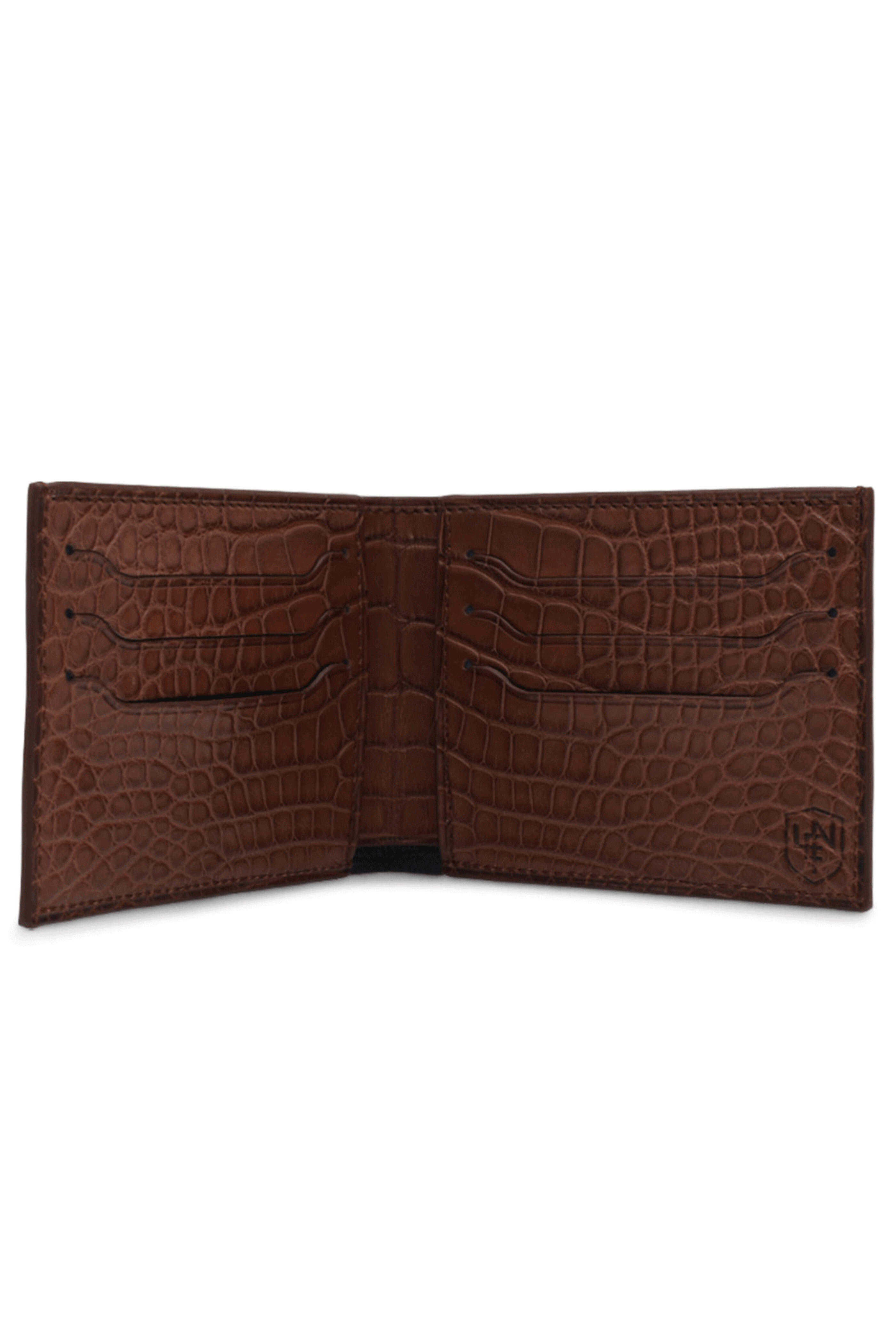 The Luxe Group, Llc Dba L.e.n - Deluxe Alligator Bifold Wallet in Tobacco