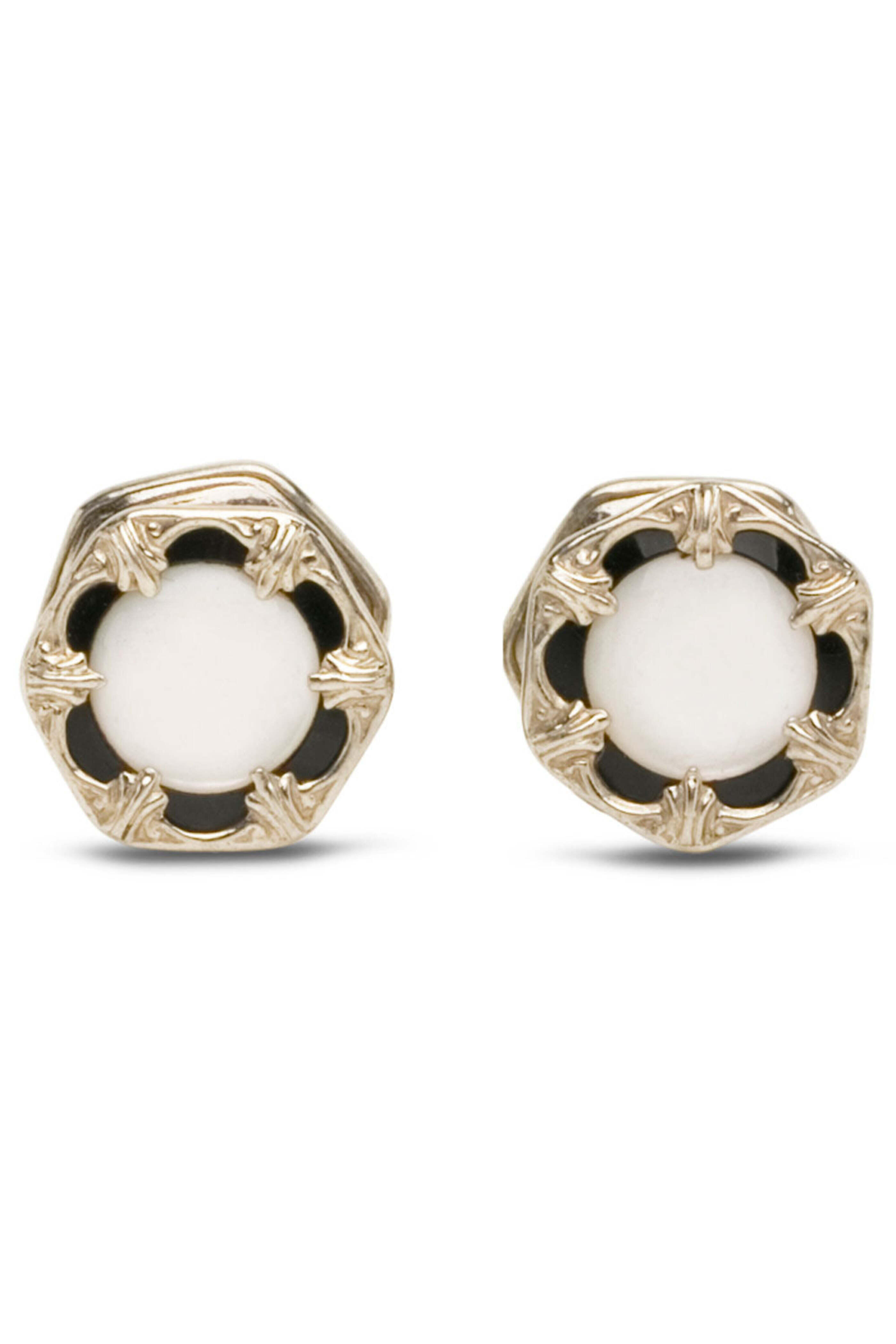 Spivey - Black Celluloid and Mother of Pearl Snap Cufflinks