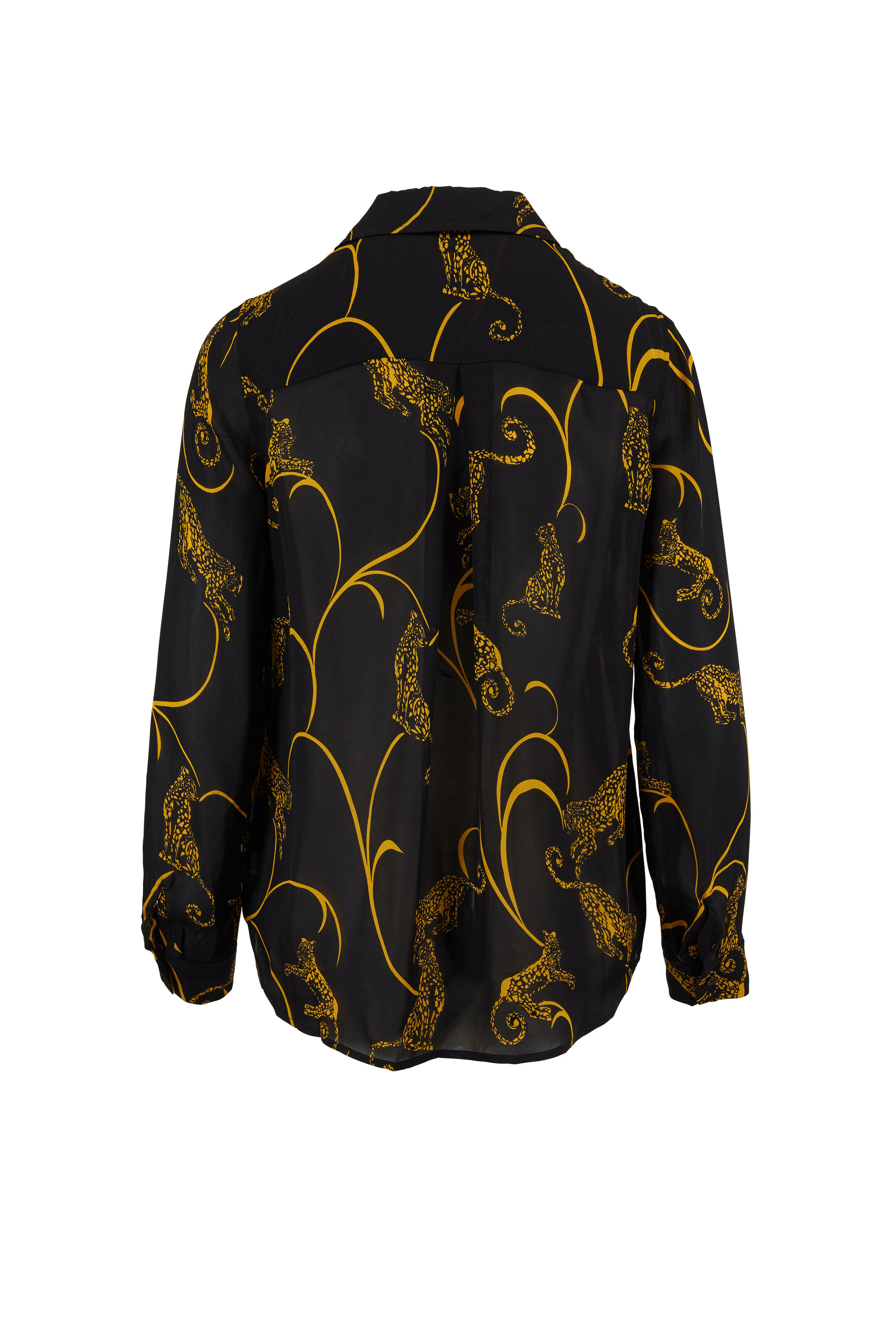 Tiger Black Satin Mandarin Collar Shirt in 2023