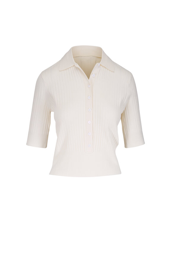 TWP - Blue Flower Cashmere Open Knit Polo | Mitchell Stores