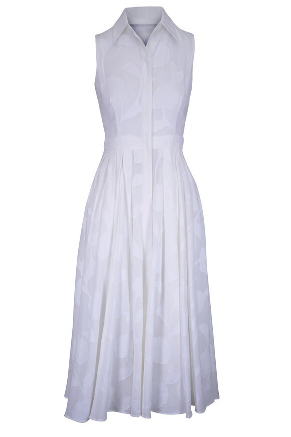 Michael Kors Collection Optic White Cotton Sleeveless Shirt Dress