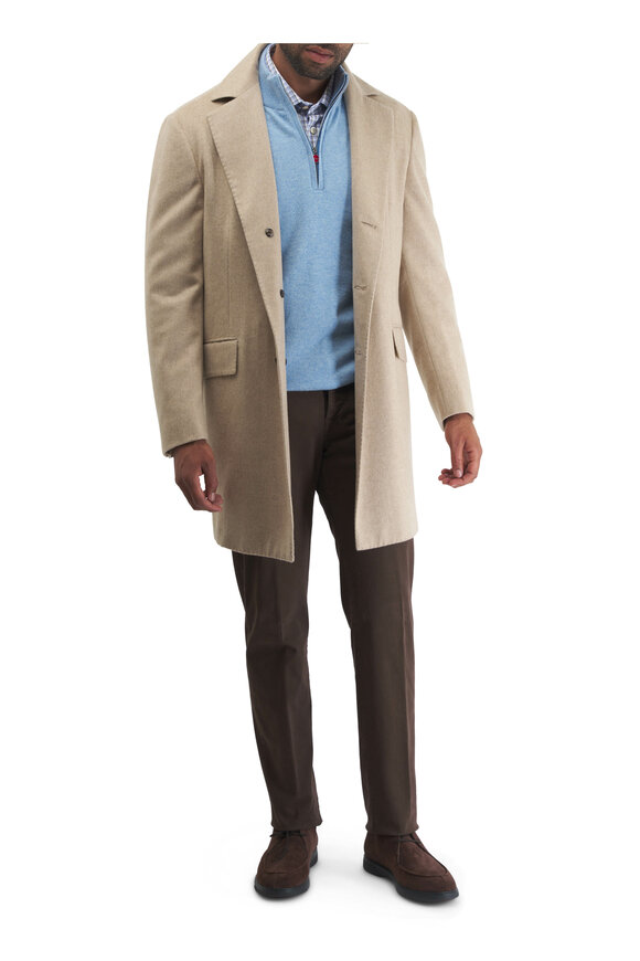 Kiton - Tan Cashmere Long Top Coat 