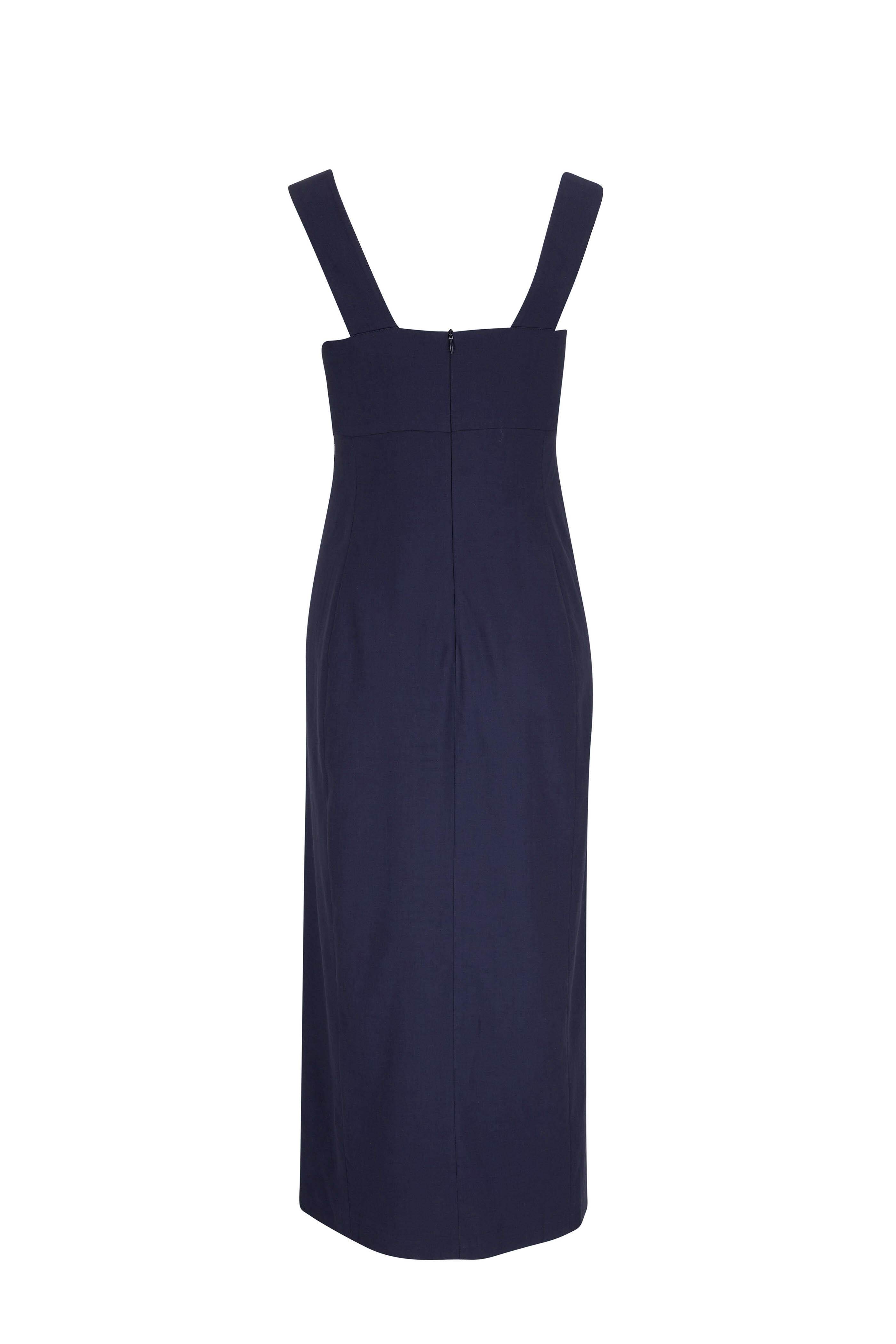 Antonelli - Nizza Navy Stretch Linen Sleeveless Dress