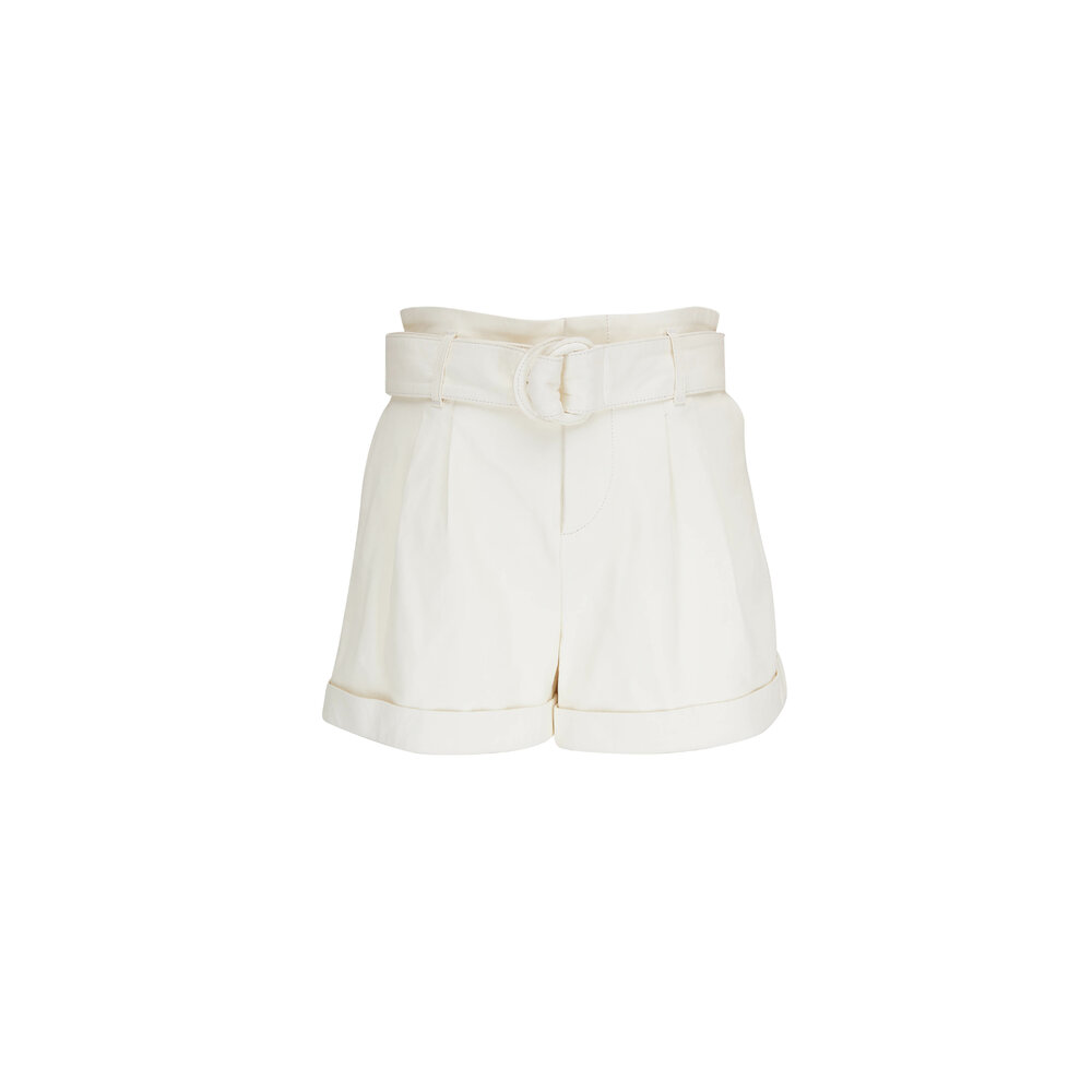 Frame Paperbag Bone Leather Belted Shorts Mitchell Stores - Main Image