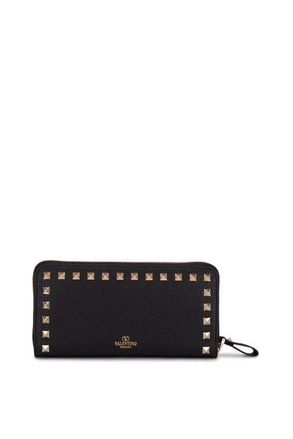 Valentino Garavani - Black & Platinum Rockstud Zip Wallet