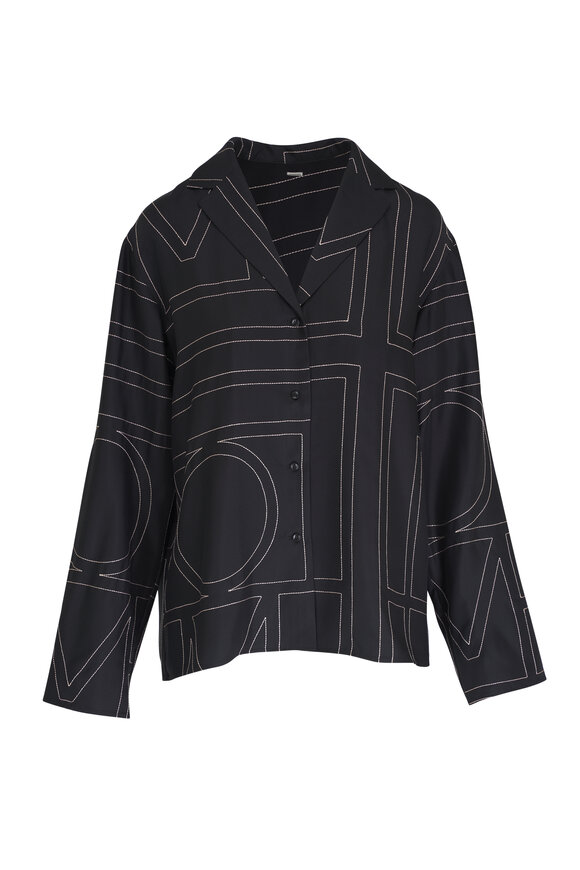 Totême - Black Monogram Silk PJ Top