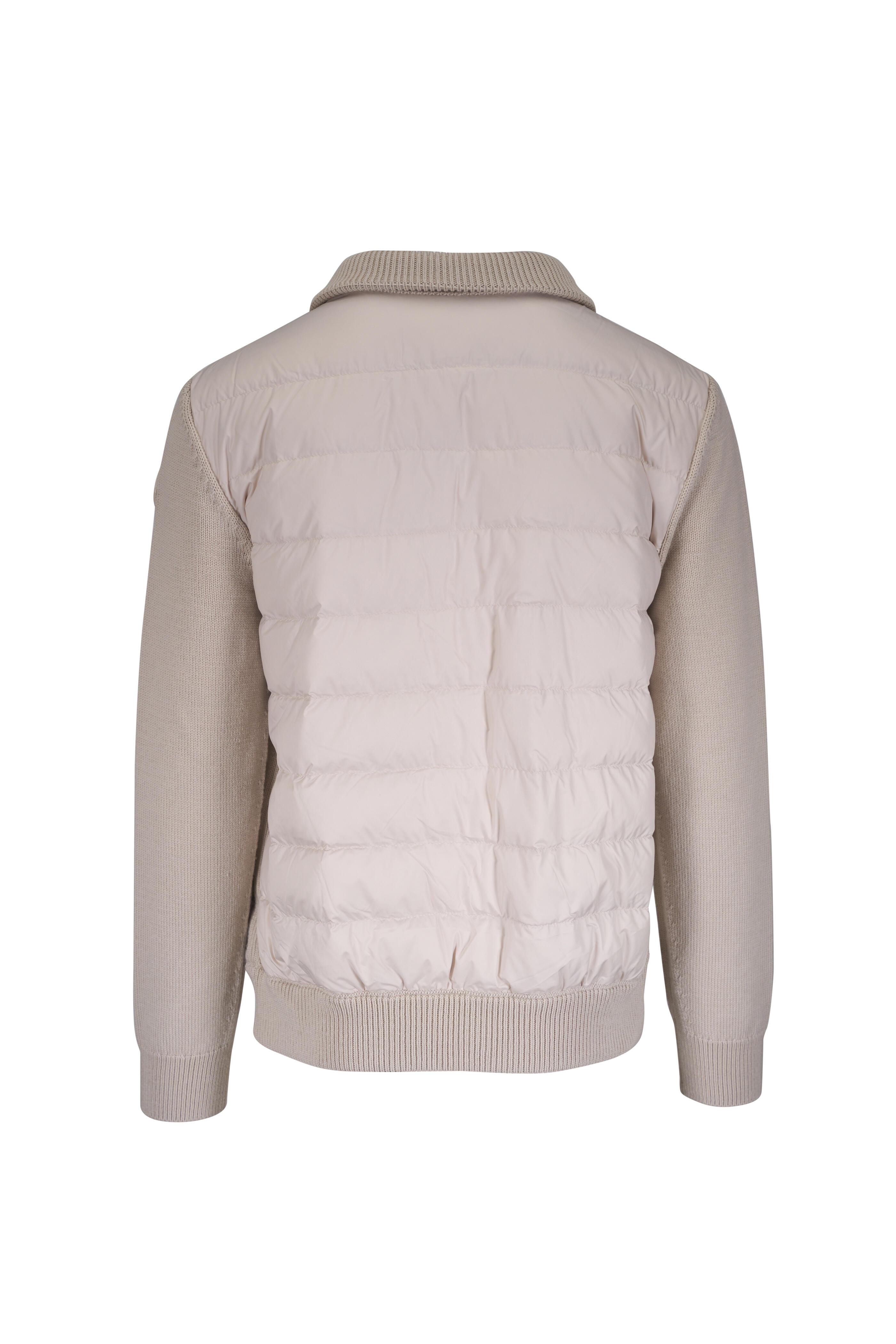 Moncler - Soft Beige Full Zip Down Knit Jacket