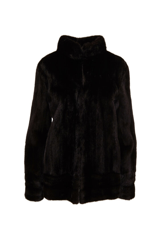 Oscar de la Renta Furs - Black Cropped Mink Jacket