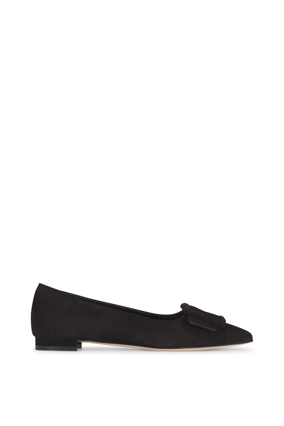 Manolo Blahnik Maysale Black Suede Flat - view 3
