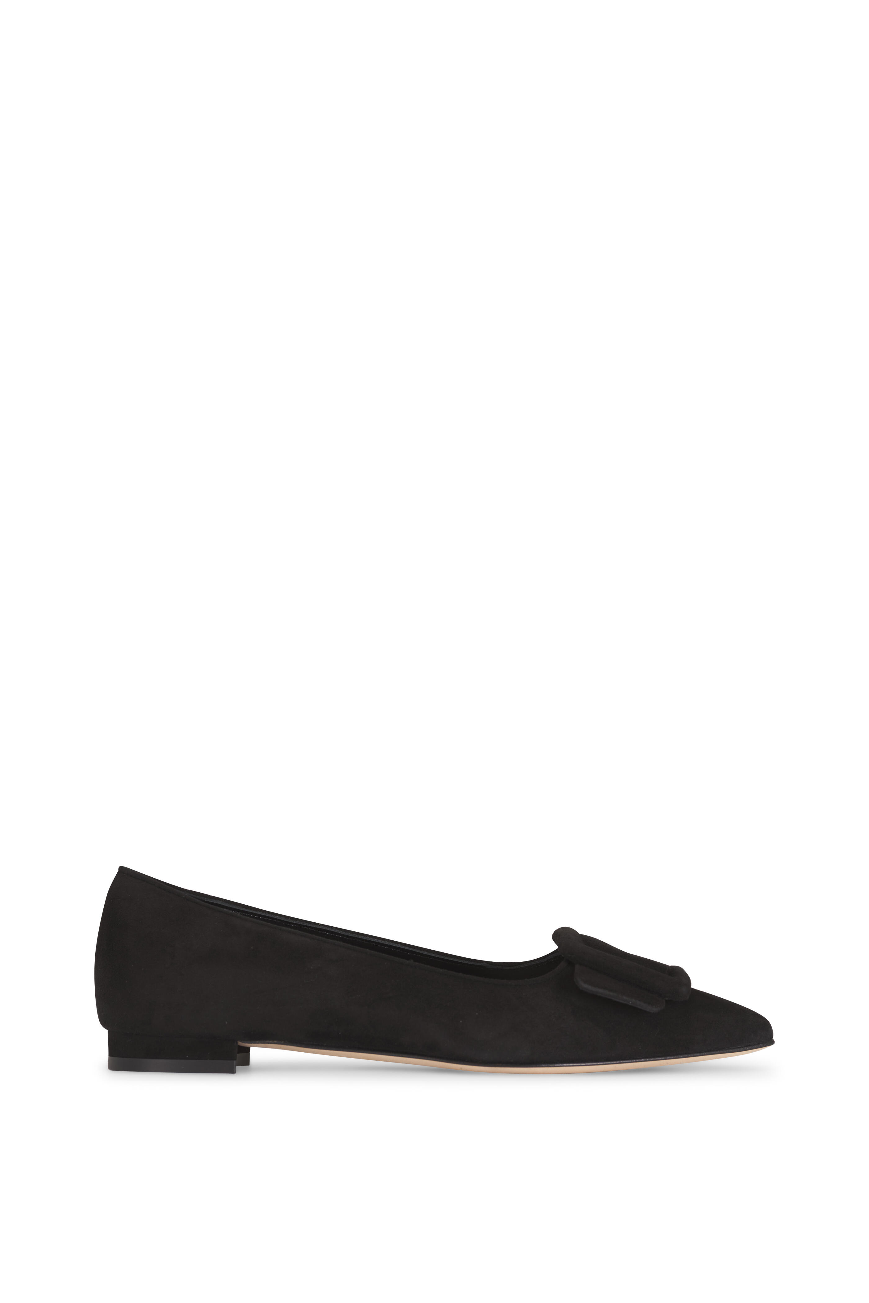 Manolo Blahnik - Maysale Black Suede Flat - view 2