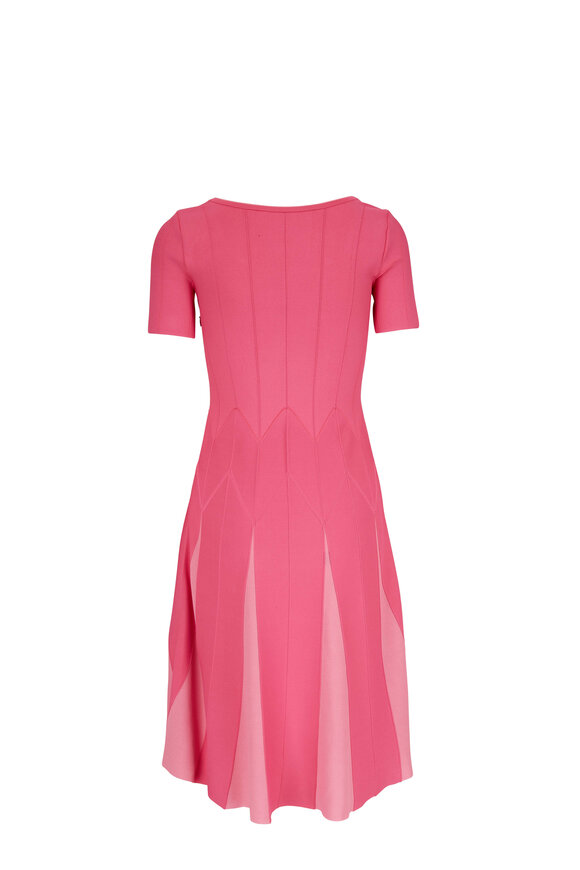 Carolina Herrera - Pink Scoop Neck Godet Dress 