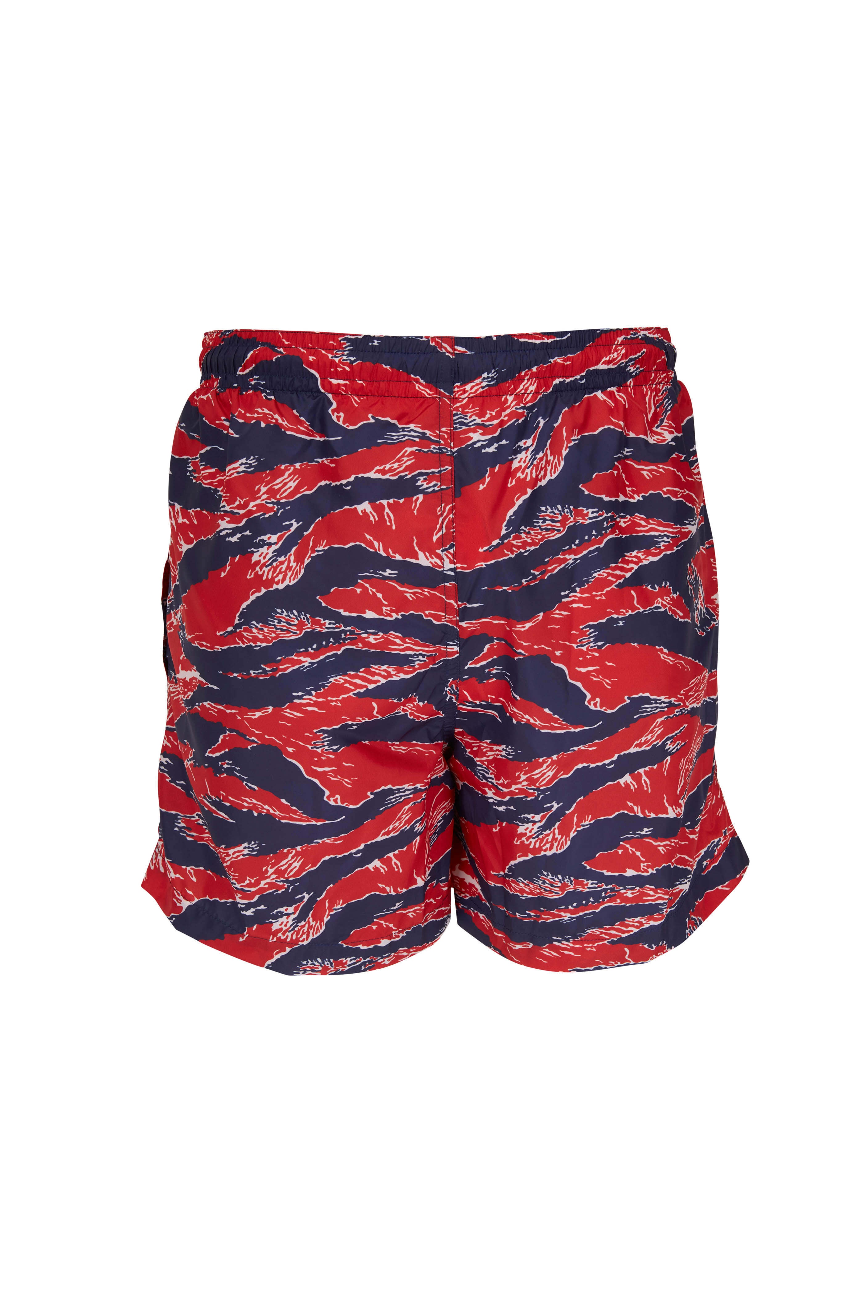 Moncler - Printed Red & Blue Swim Trunks