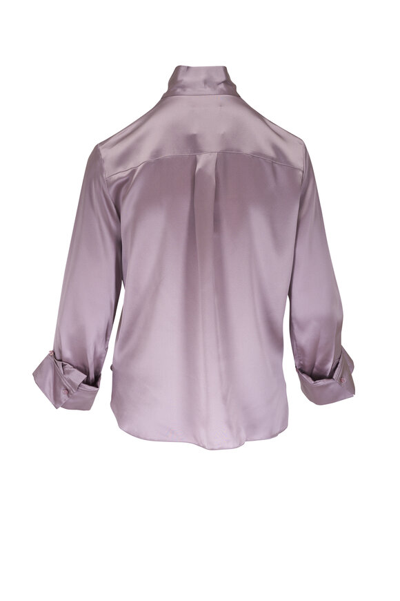 TWP - Boyfriend Neck Tie Lilac Gray Silk Blouse