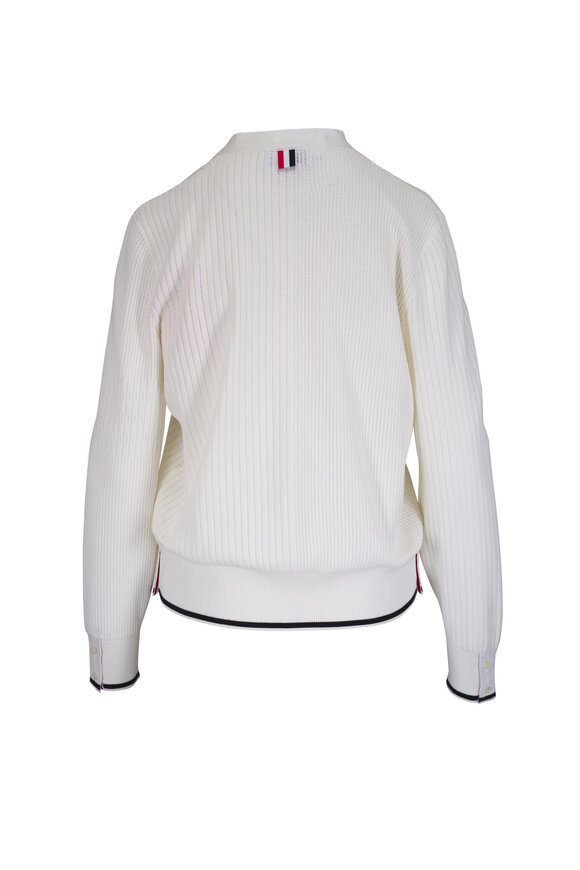 Moncler - White Cotton & Cashmere Quarter Zip Sweater Moncler - White Cotton & Cashmere Quarter Zip Sweater