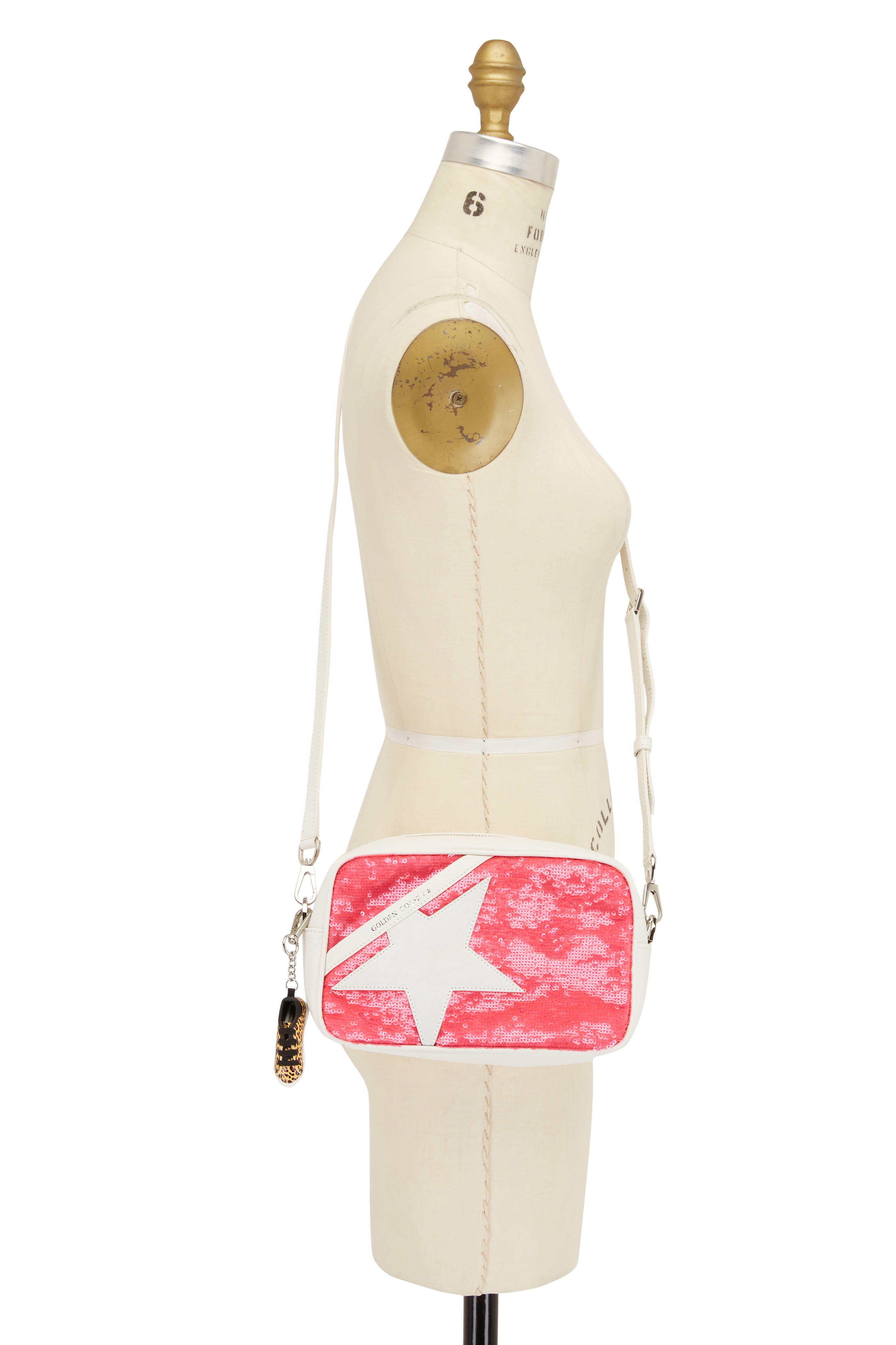 Golden Goose - White Leather & Pink Sequin Star Bag