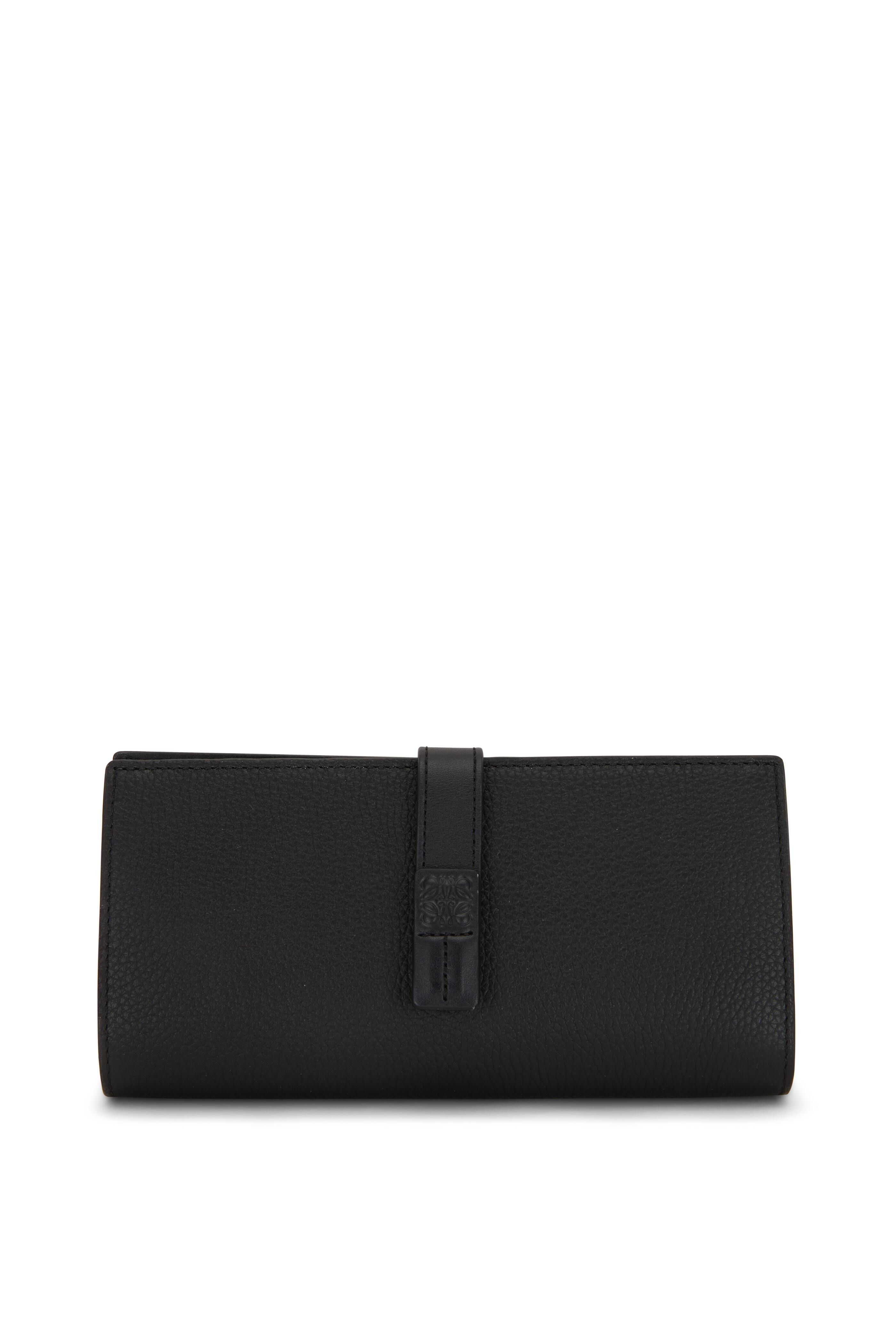 24PF new/LOEWE ノットロゴレザーウォレット Wallet Black Loewe - Black Grained Leather Large Vertical Wallet