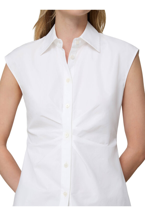 Lafayette 148 New York White Organic Cotton Poplin Pleated Waist Shirt - view 4