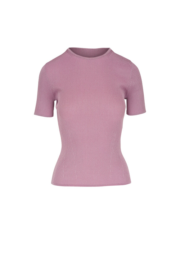 Zimmermann Halliday Dusty Pink Lurex Rib T-Shirt