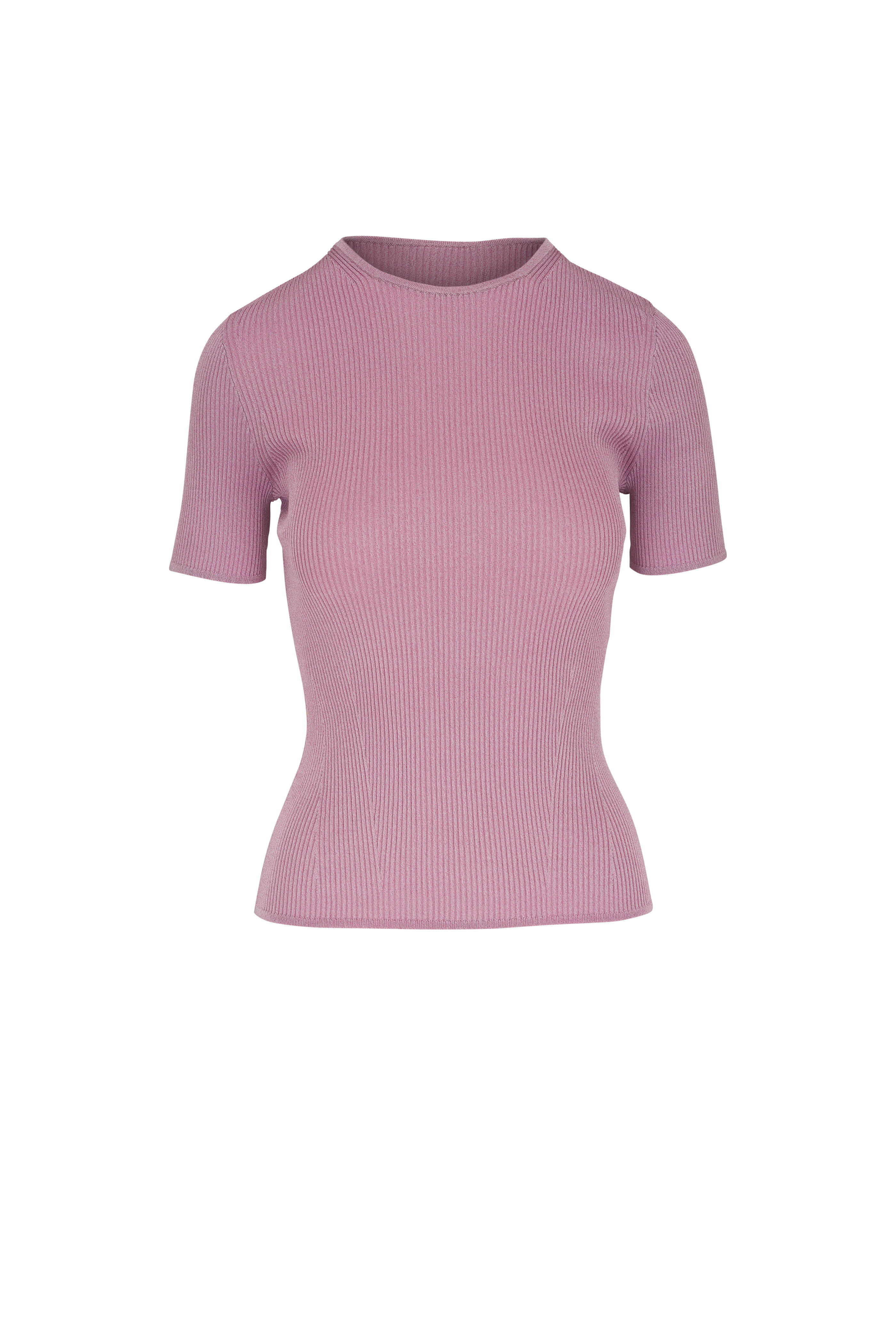 Zimmermann - Halliday Dusty Pink Lurex Rib T-Shirt