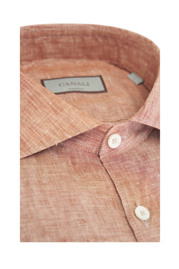 Canali - Rust Yarn Dye Linen Sport Shirt