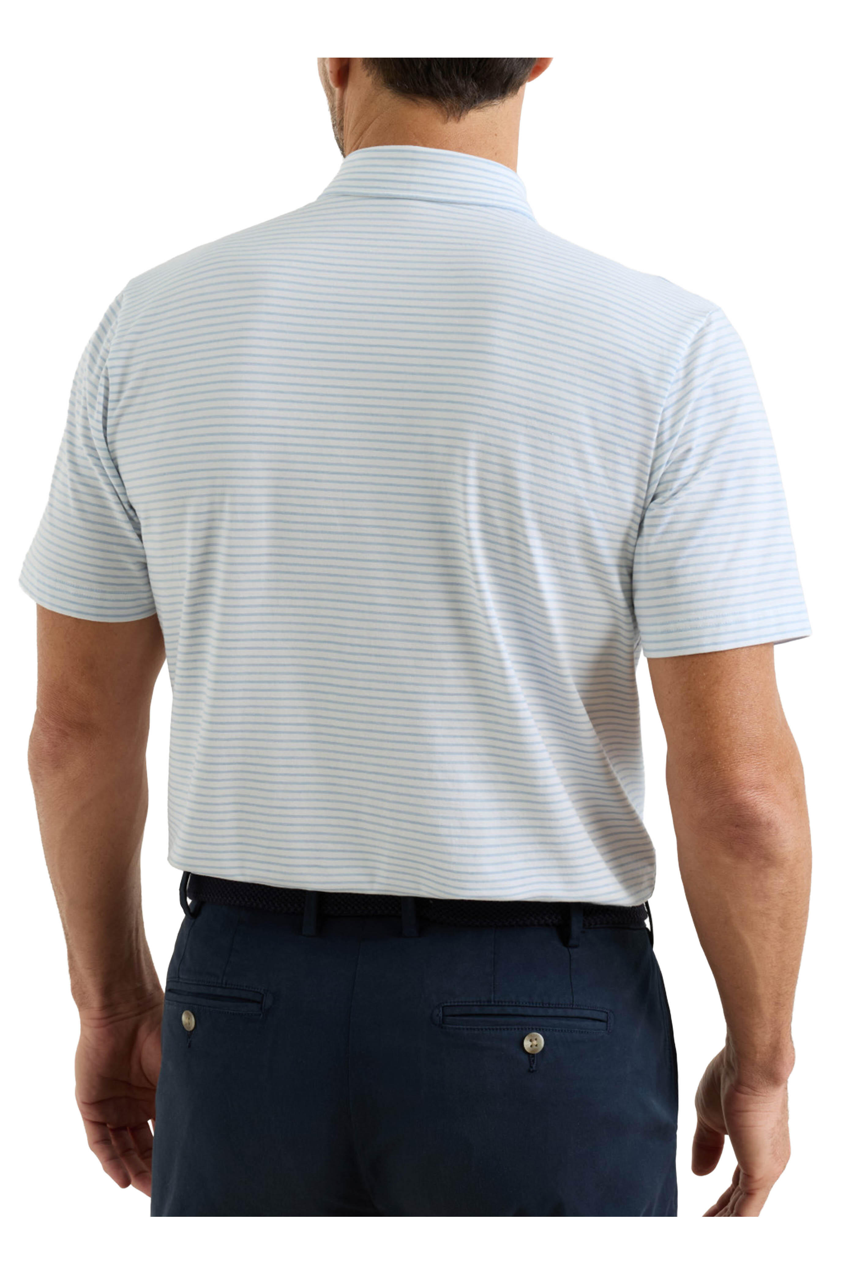 Peter Millar - Crown Flex White Stripe Cotton Short Sleeve Polo - view 3