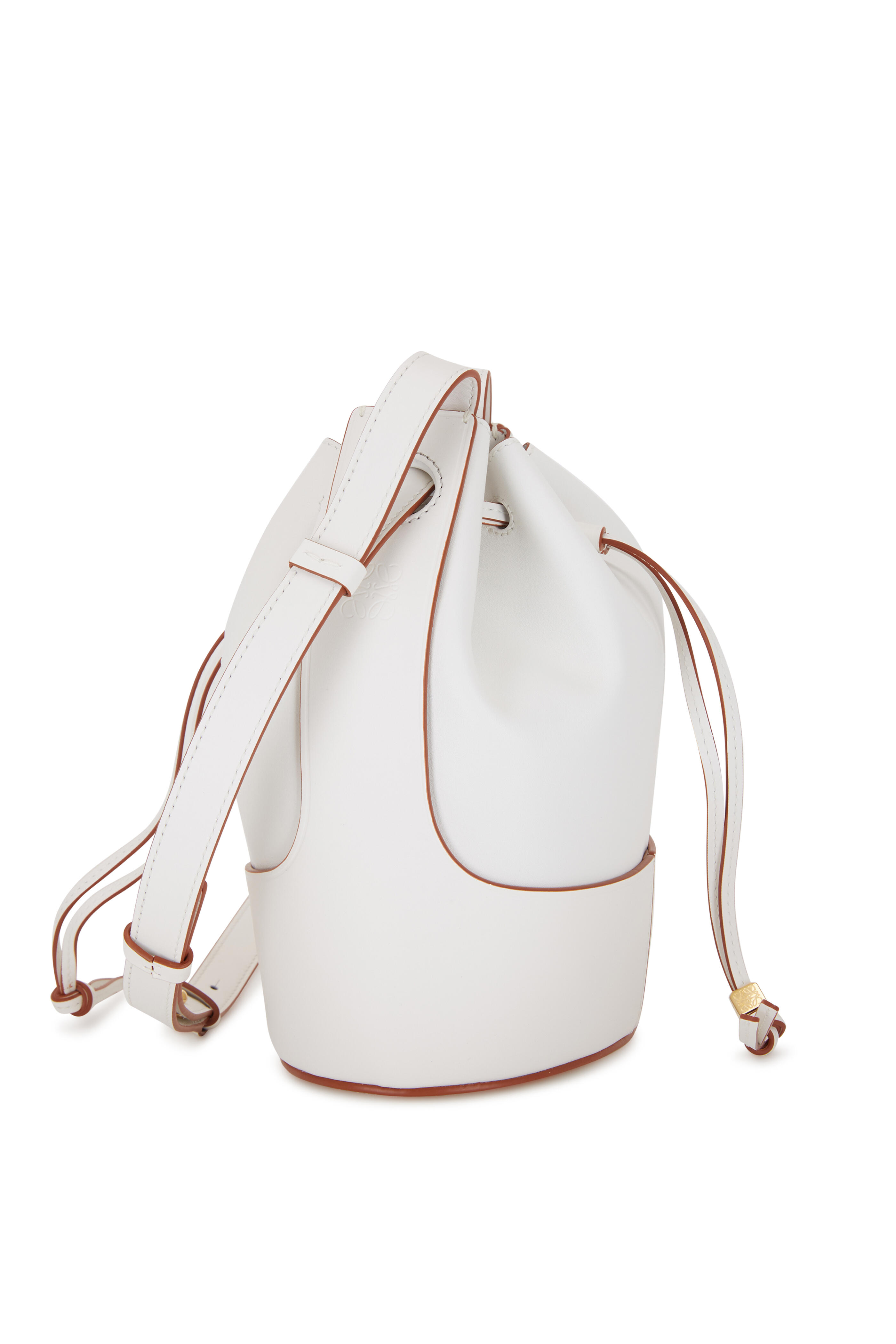LOEWE white Small Leather Balloon Bucket Bag