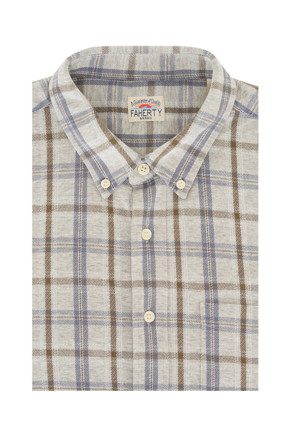 Faherty Brand Coastline Birch River Plaid Knit Sport Shirt