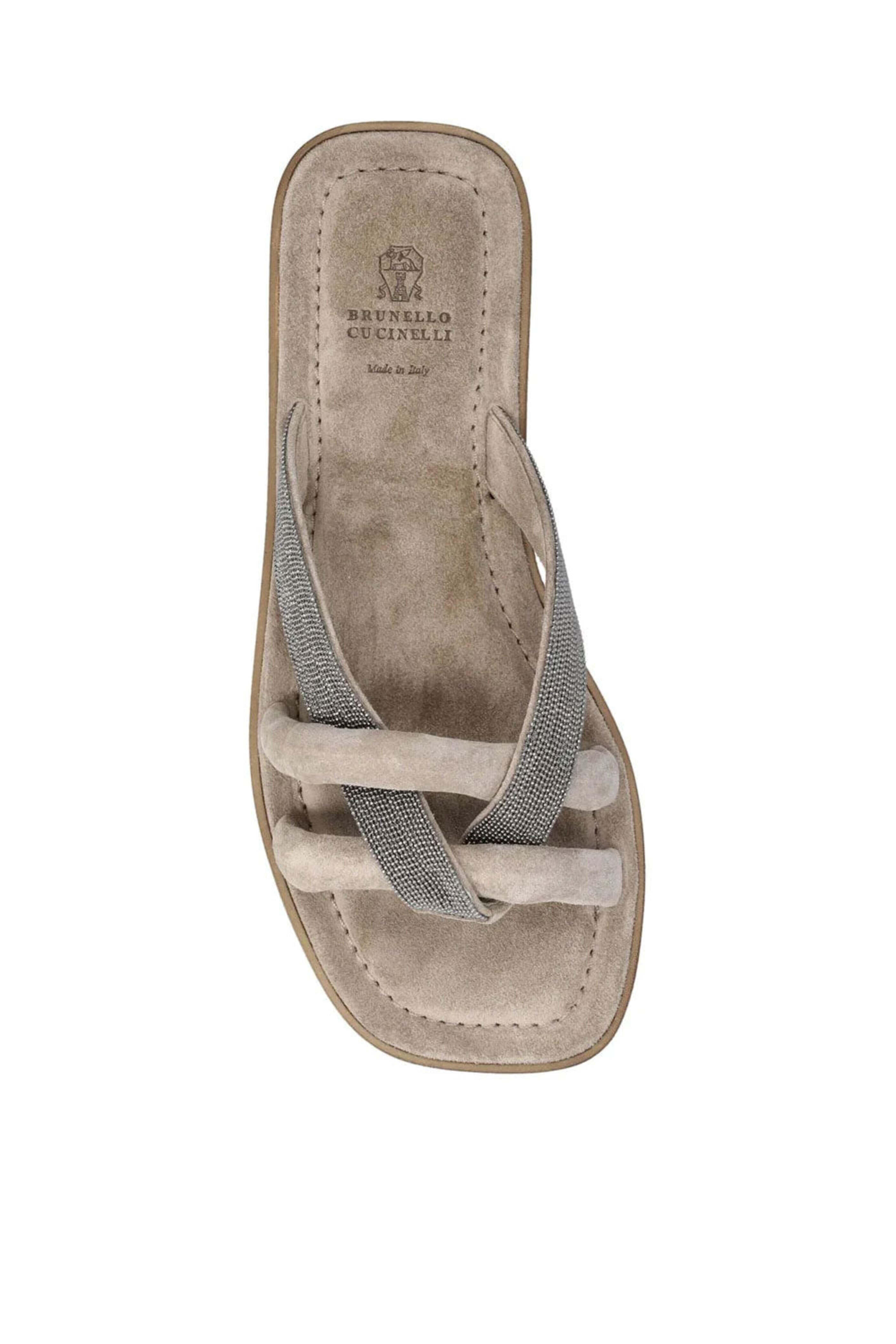 Brunello Cucinelli - Strap Embellished Sandals in Roccia