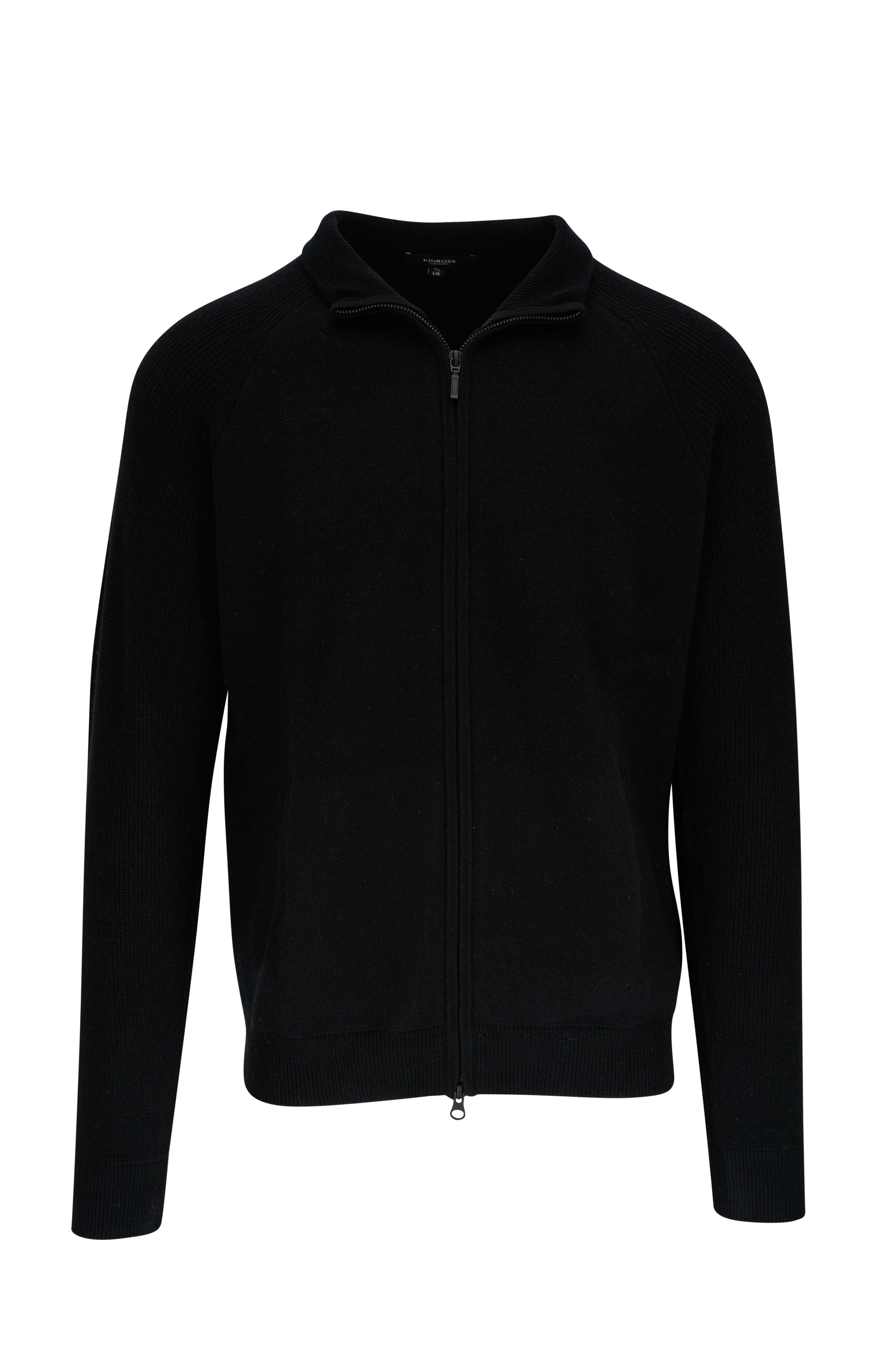 Kinross - Black Double Knit Zip Mock Cardigan | Mitchell Stores