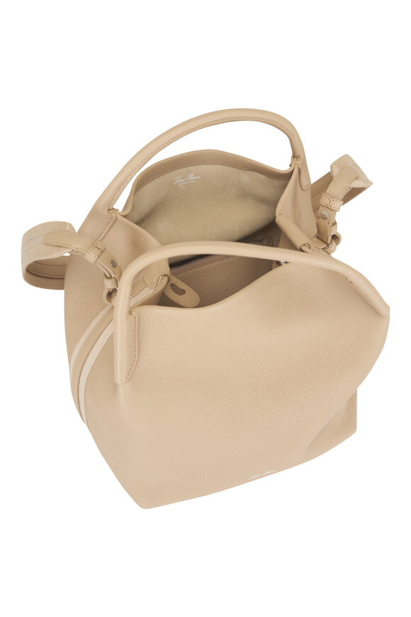 Loro Piana Large Bale Neutral Grained Leather Bucket Bag - view 5