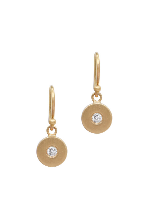 Caroline Ellen - 20K Yellow Gold Diamond Tablet Earrings