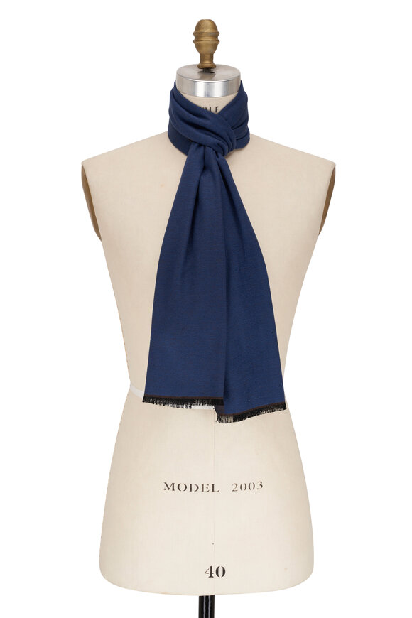 Chelsey Imports Blue & Brown Silk Scarf - view 2