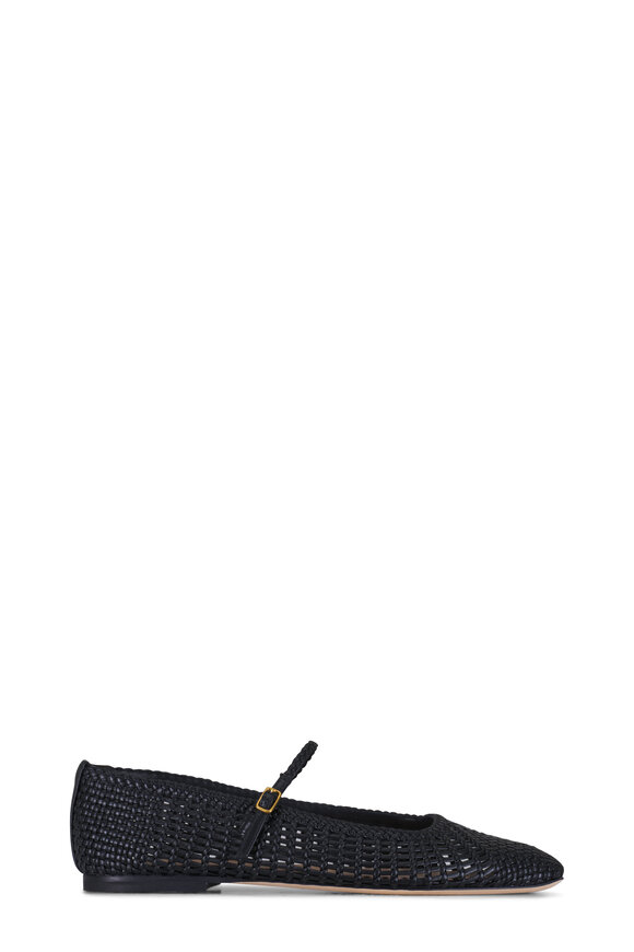 Veronica Beard Ellie Black Woven Leather Flat - view 4