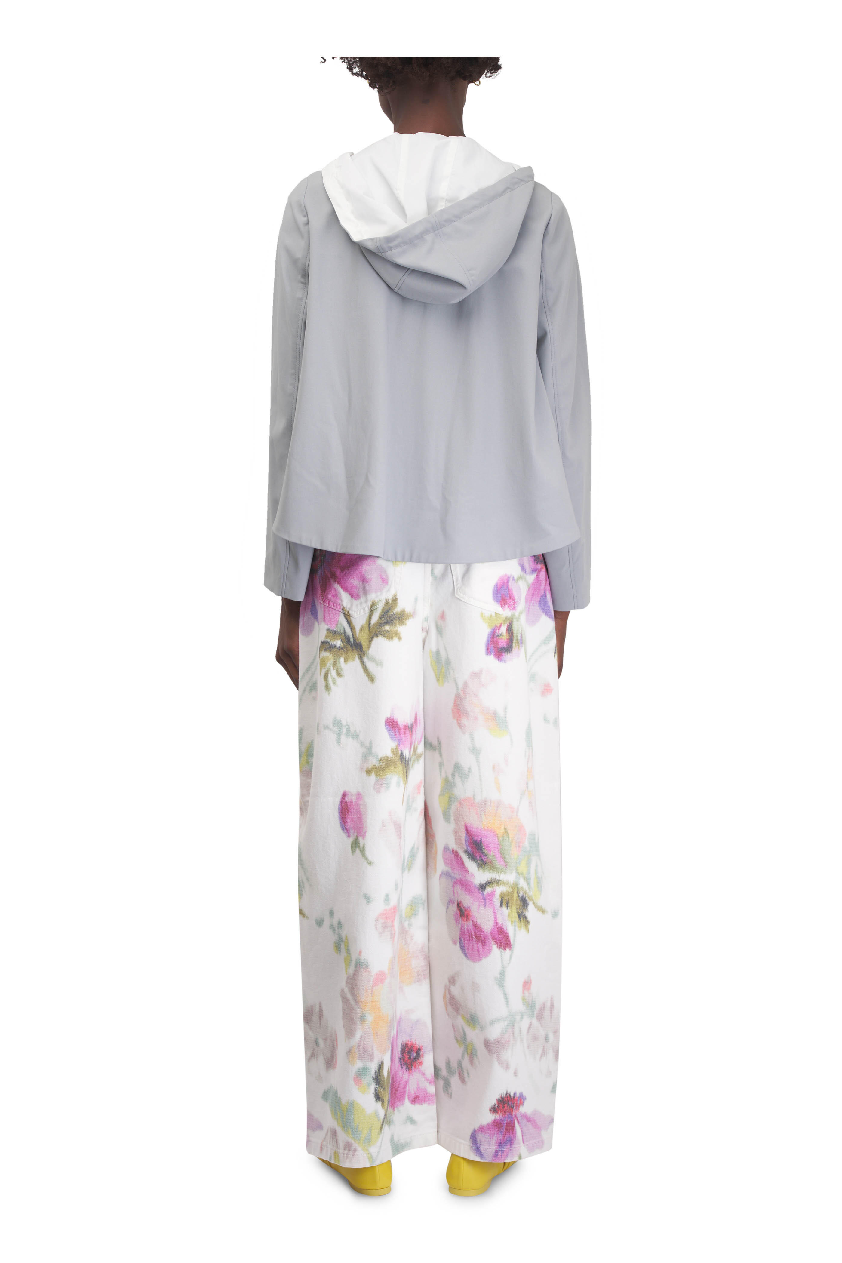 Loewe - White & Pink Floral Print Cotton Wide Leg Jean