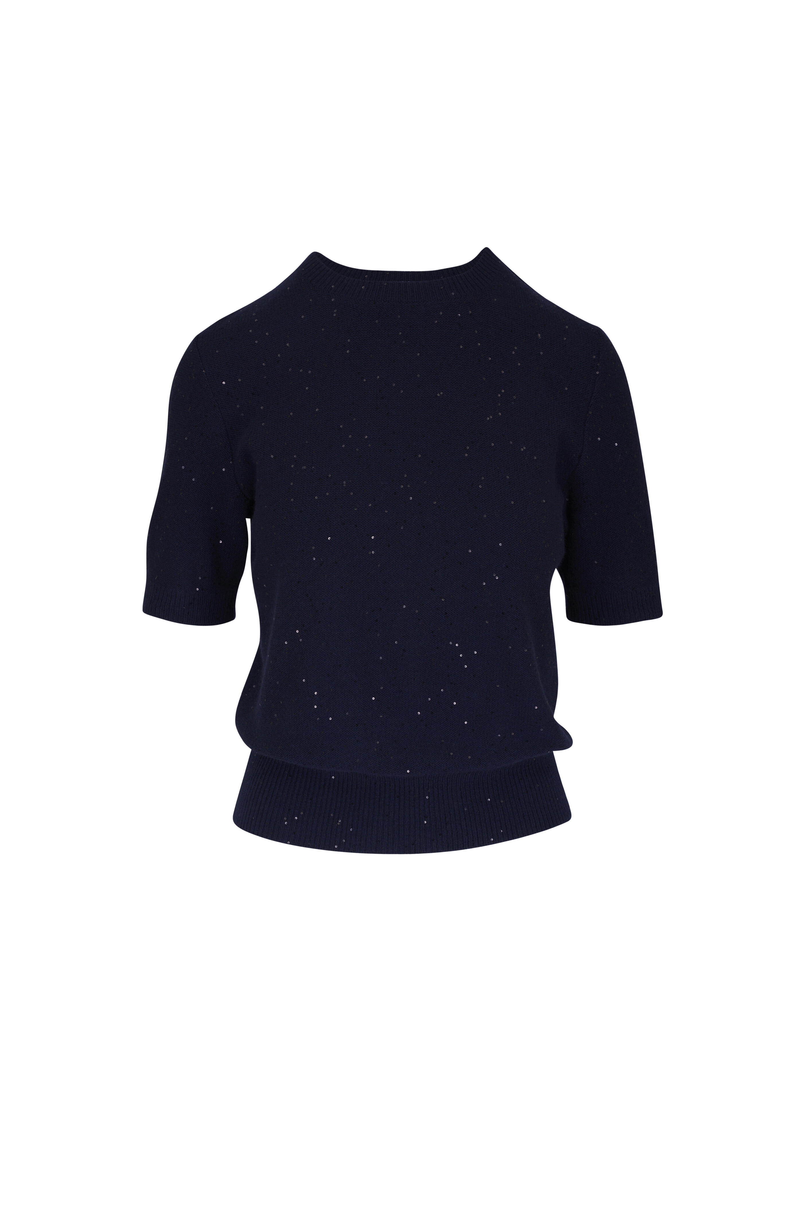 Akris - Navy Blue Sequin Embellished Sweater