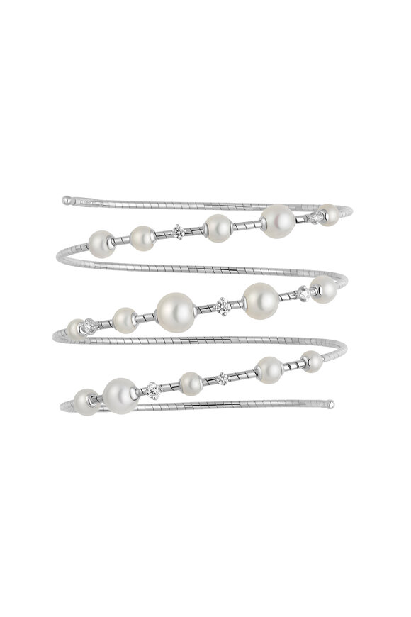 Mattia Cielo 18k White Gold Diamond & Pearl Rugiada Bracelet - view 1