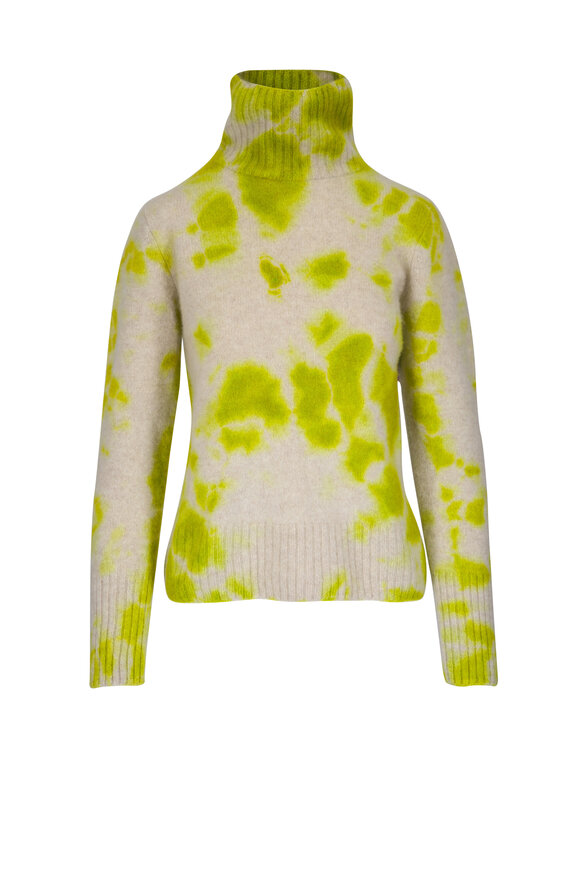 The Elder Statesman Hot Dye Acid Green Cashmere Turtleneck