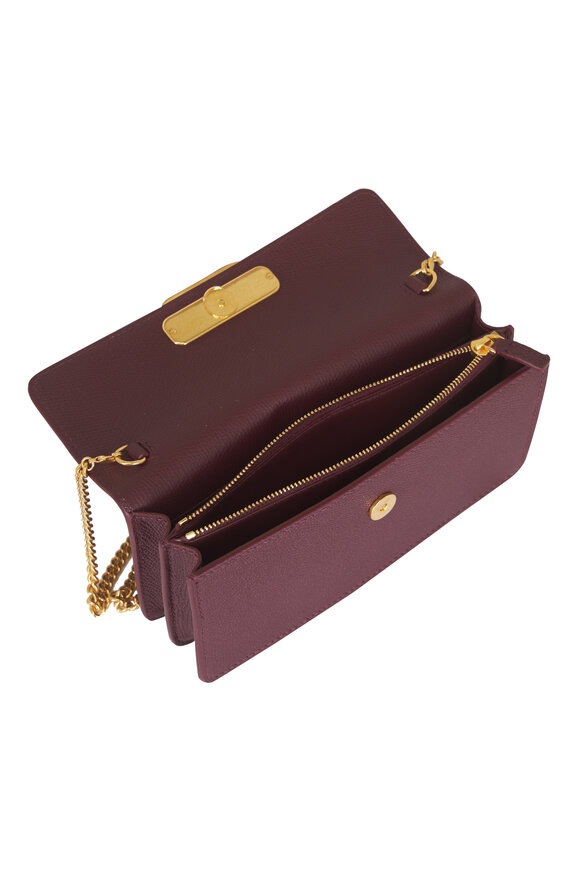 Valentino Garavani VLogo Signature Rosewood Leather Chain Wallet - view 4