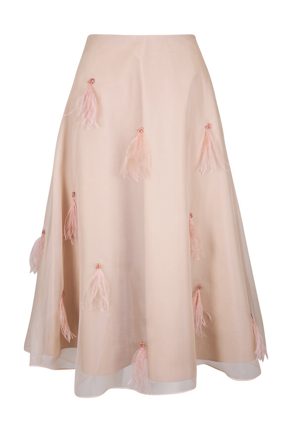 Zimmermann - Everley Tiered Green Watercolor Floral Midi Skirt