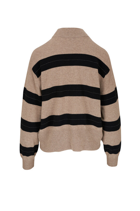 Brunello Cucinelli - Beige & Black Monili Striped Mock Neck Sweater